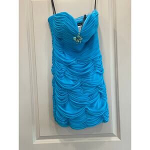 Alyce Paris Crystal Prom Cocktail Formal Dress Size 10 Aqua Blue